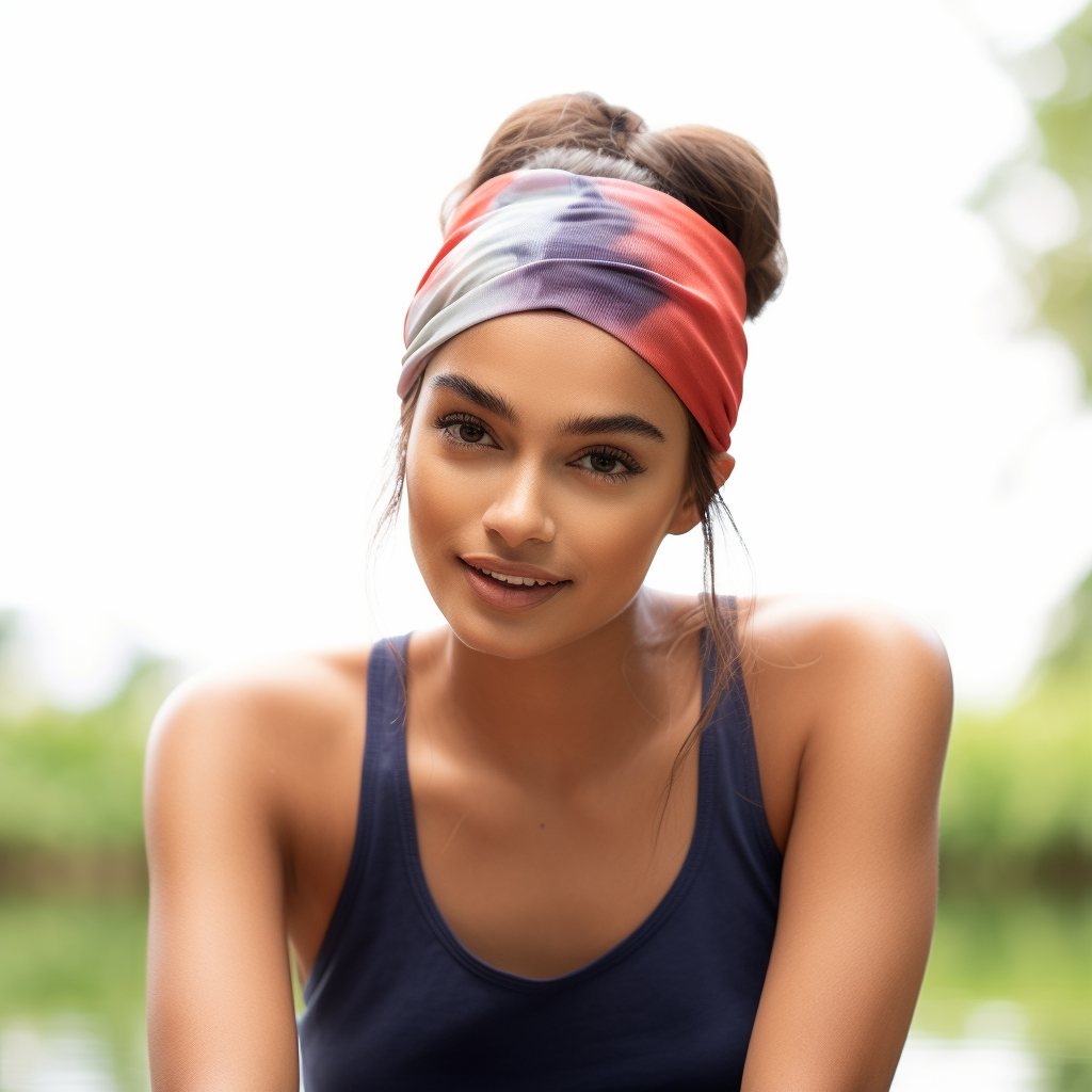 Tie Dye Hair Band : Crimson Blue Shade