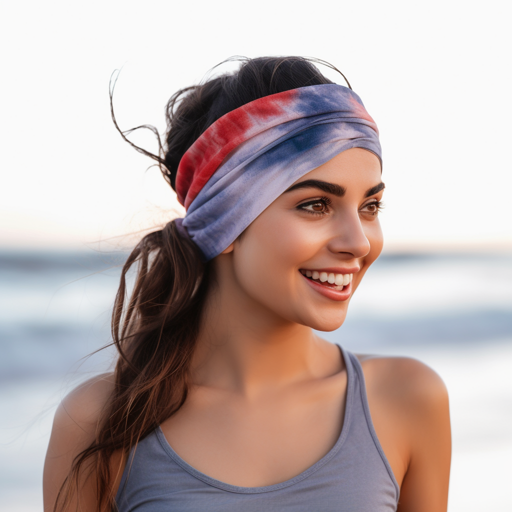 Tie Dye Hair Band : Crimson Blue Shade