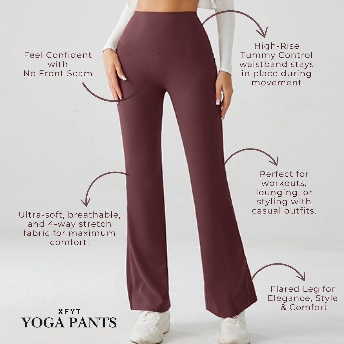 Velvet Wine Luxe High Rise Flare Yoga Pants