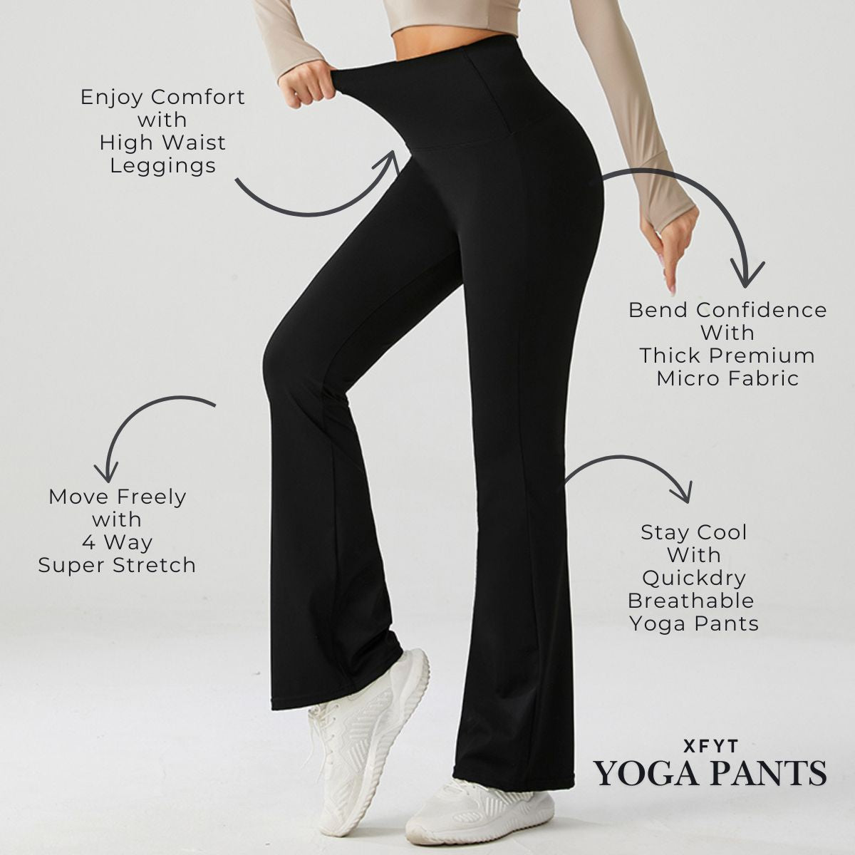 Chic Black Luxe High Rise Flare Yoga Pants