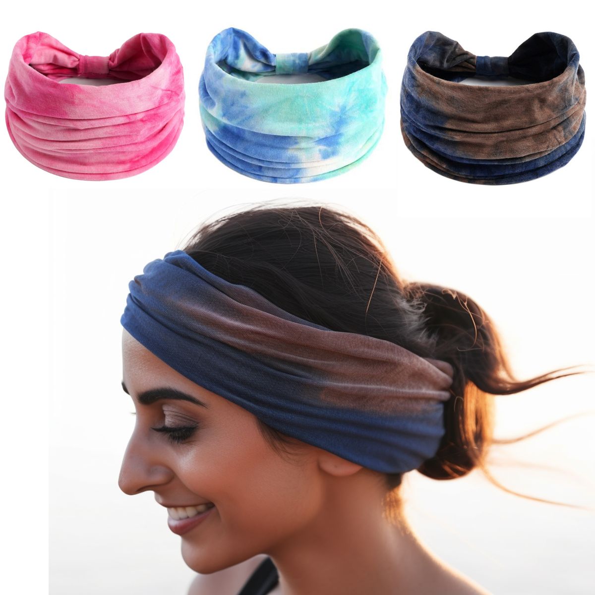 Tie Dye Hairbands Pack of 3 : Blush Mix