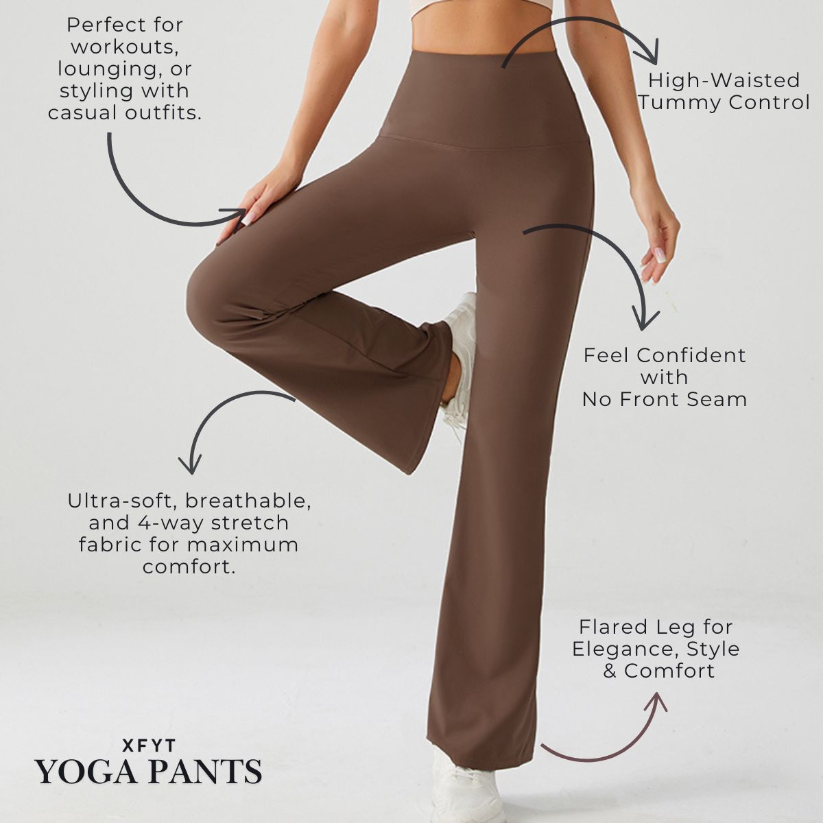 Mocha Brown Luxe High Rise Flare Yoga Pants