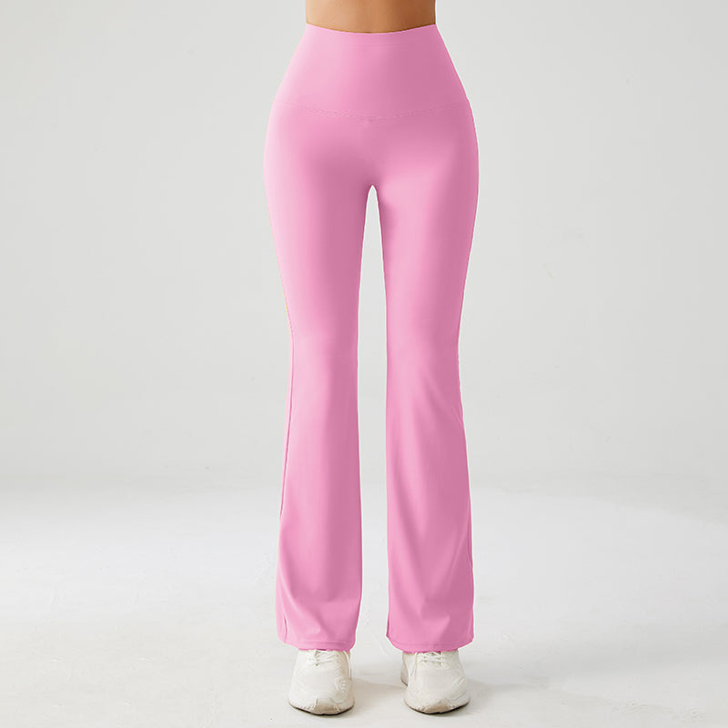Rosy Pink Luxe High Rise Flare Yoga Pants