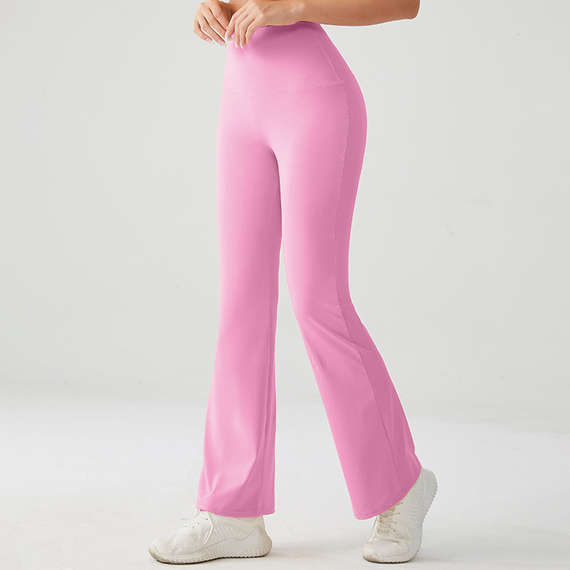 Rosy Pink Luxe High Rise Flare Yoga Pants