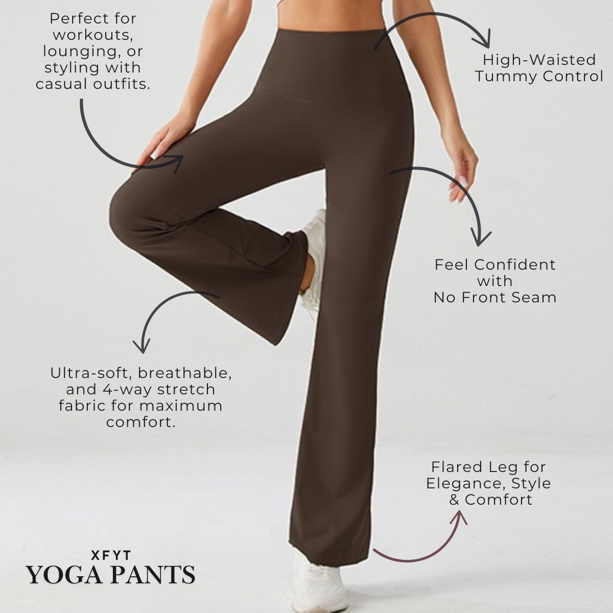 Terra Brown Luxe High Rise Flare Yoga Pants