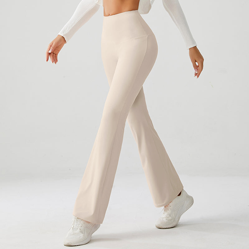 Vanilla Beige Luxe High Rise Flare Yoga Pants