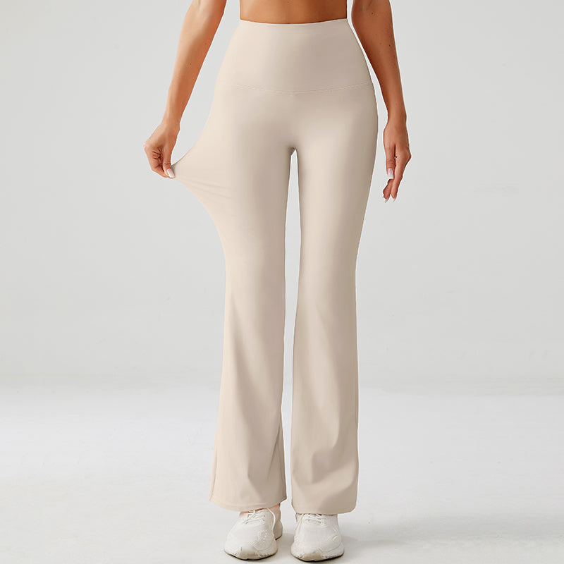 Vanilla Beige Luxe High Rise Flare Yoga Pants