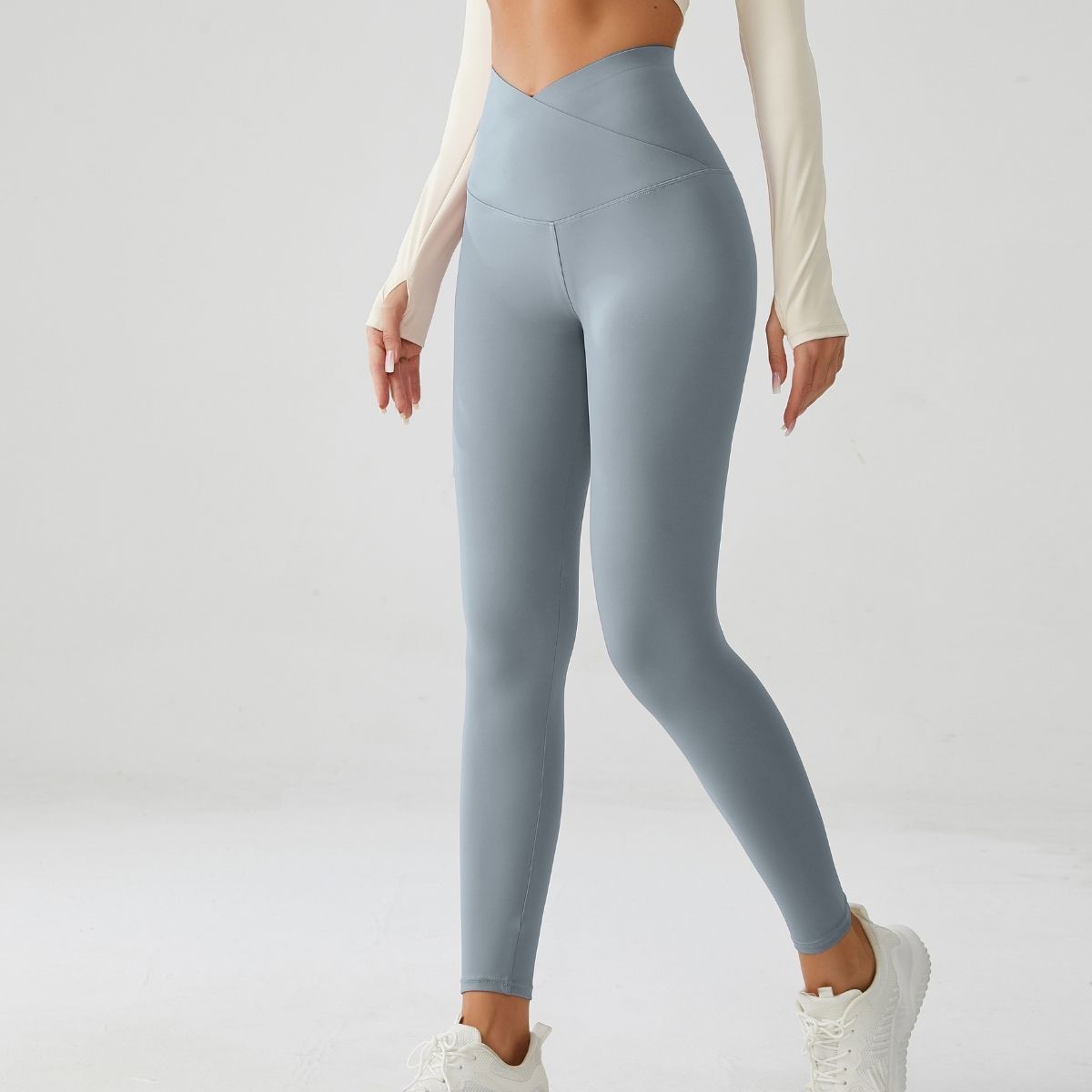 Crossover V-Waist Glacier Blue Yoga Leggings