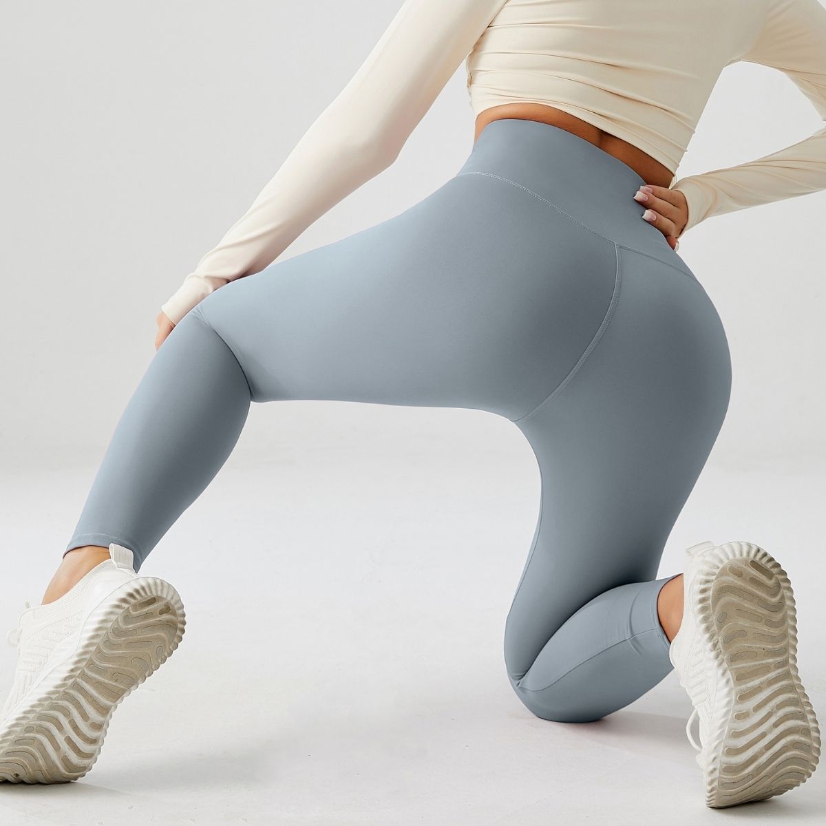 Crossover V-Waist Glacier Blue Yoga Leggings