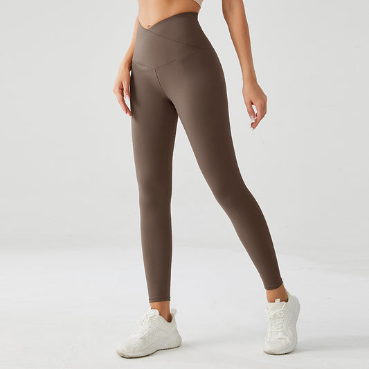 Crossover V-Waist Amber Brown Yoga Pants