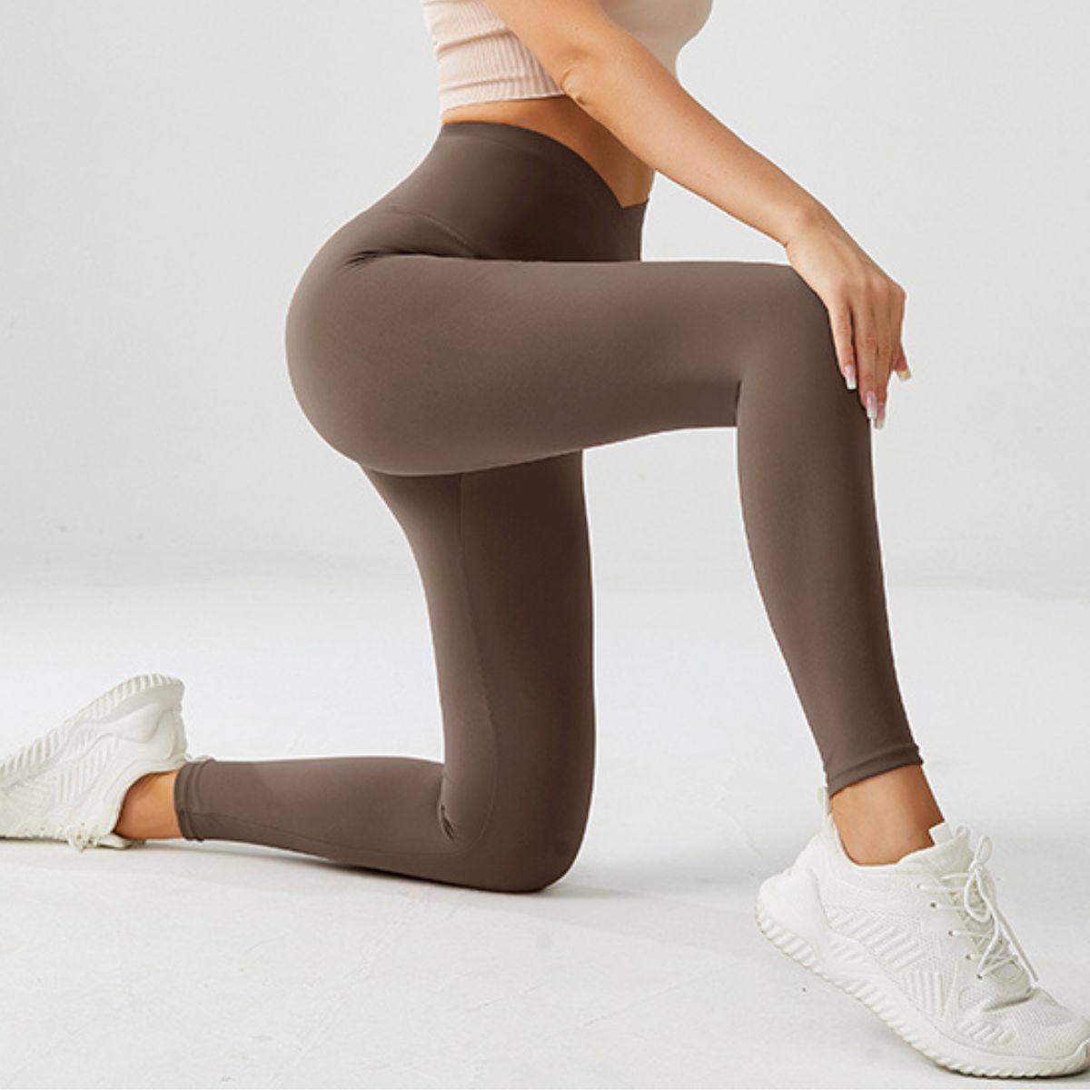 Crossover V-Waist Amber Brown Yoga Pants