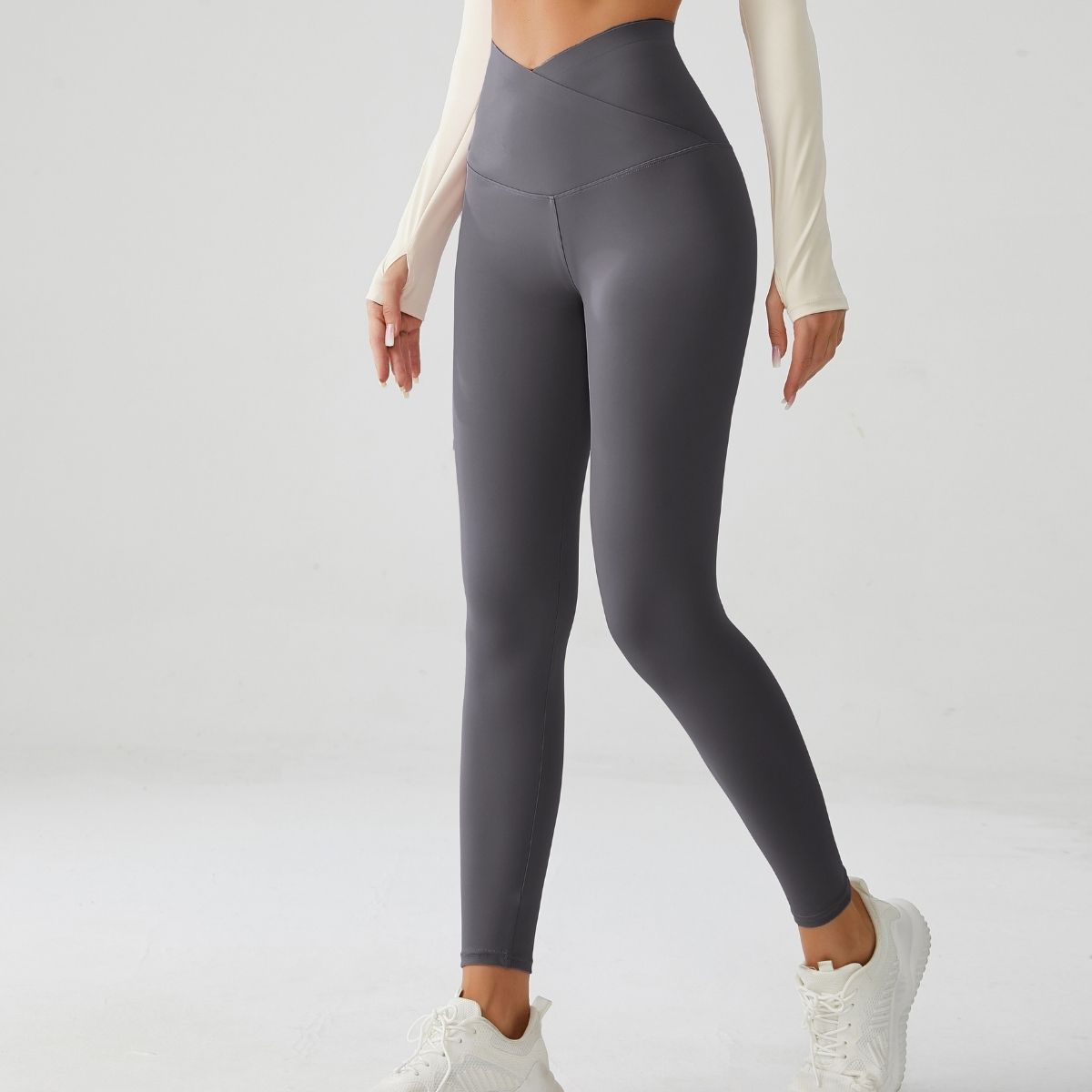 Crossover V-Waist Lunar Grey Yoga Leggings