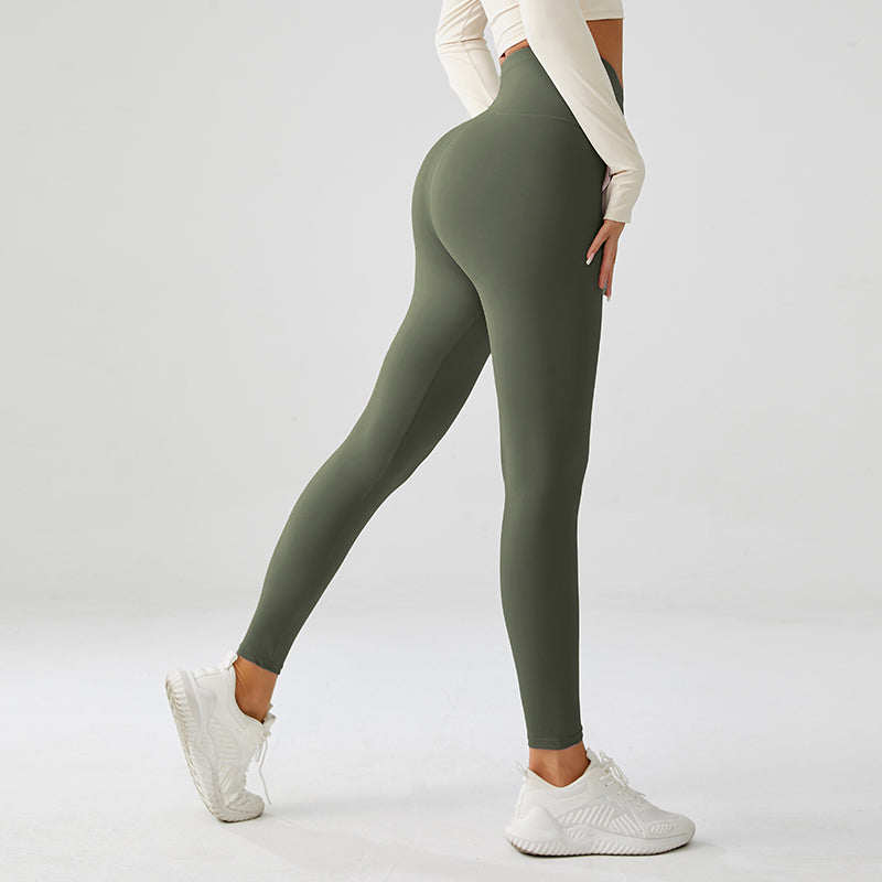 Crossover V-Waist Eclipse Green Yoga Pants