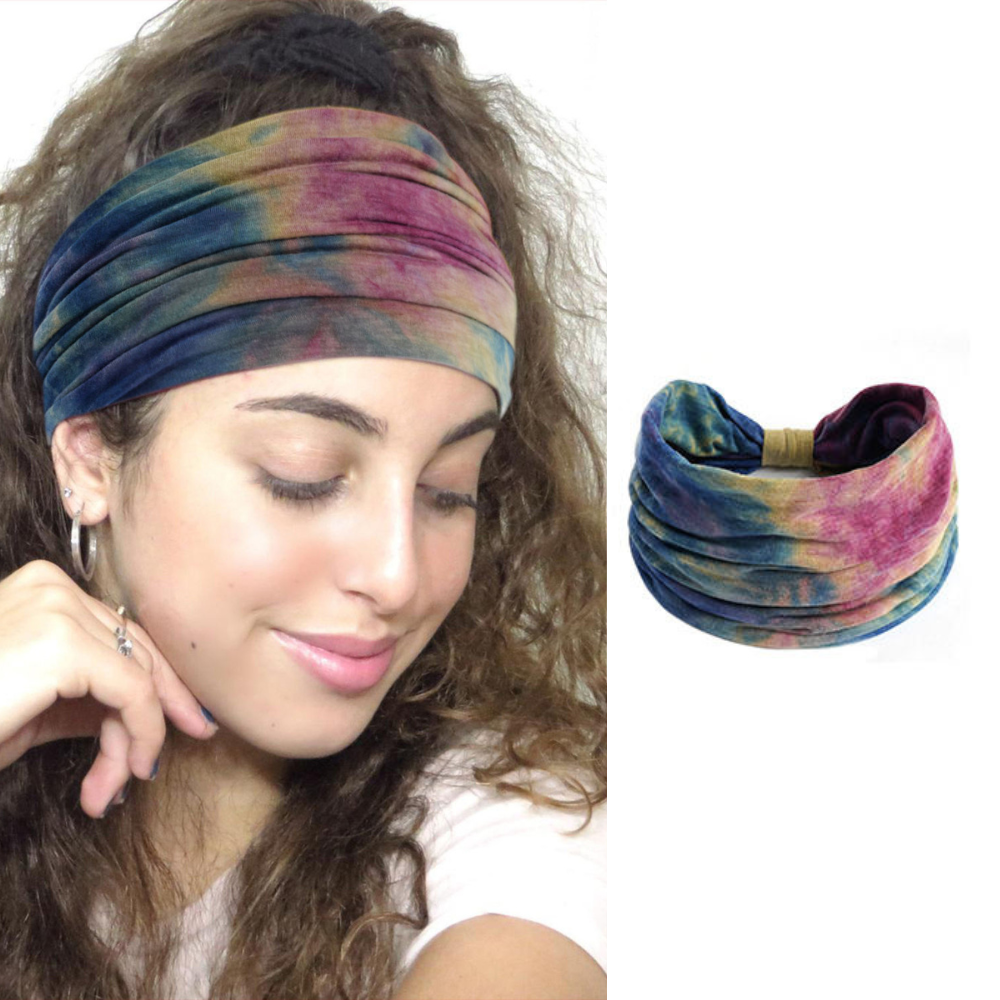 XFyt super soft wide Tie Dye sweat workout gym sports hairband for women girls