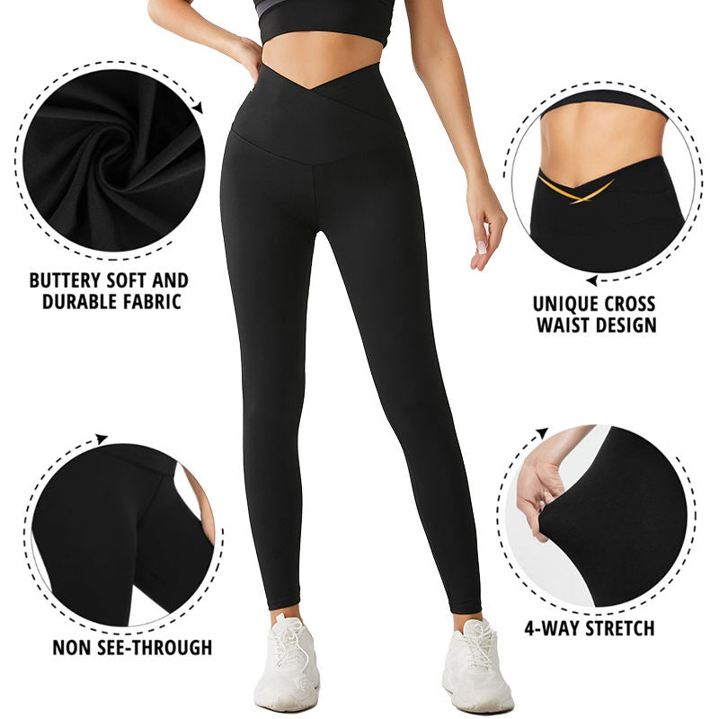 Crossover V-Waist Midnight Black Yoga Leggings