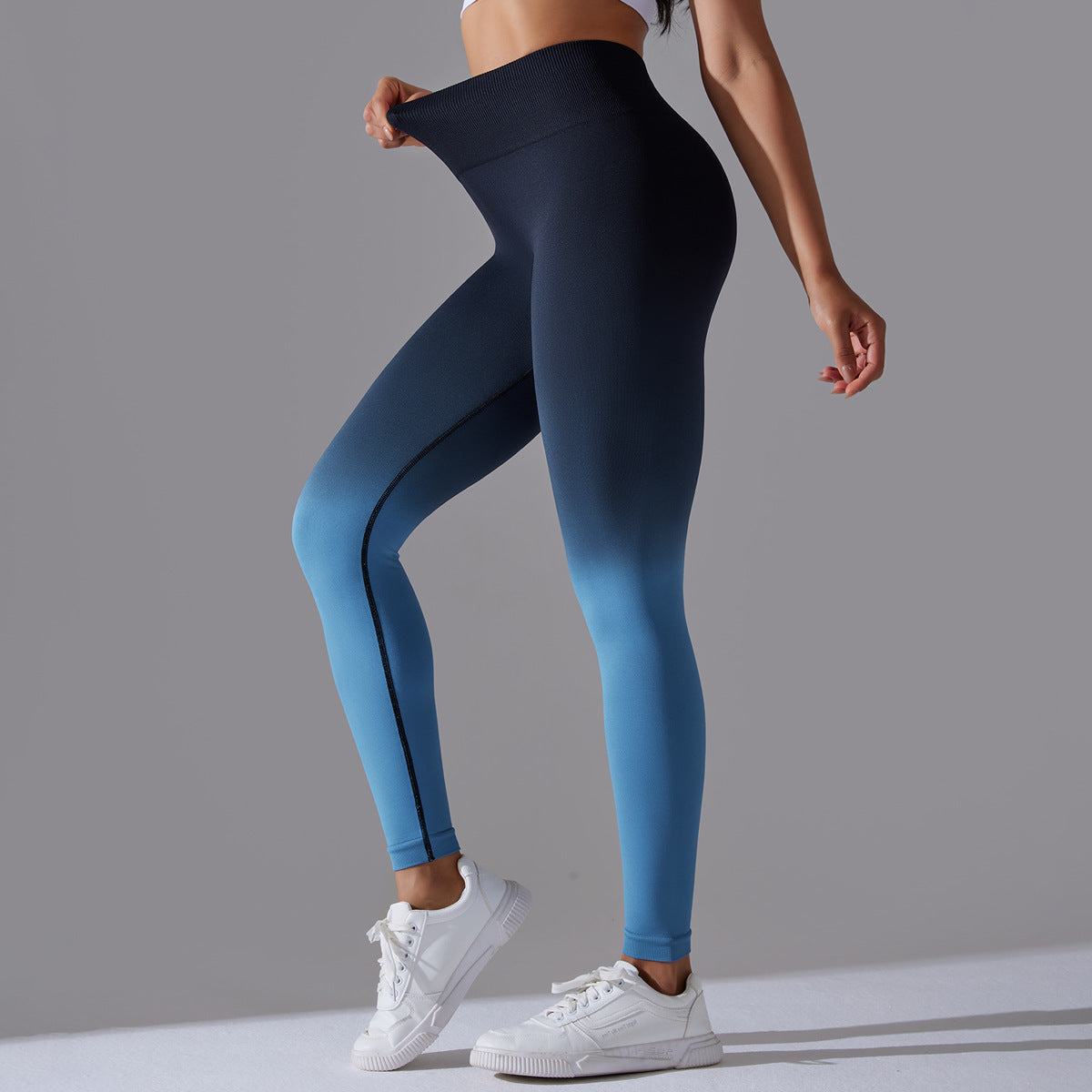 Lunar Blue High Waist Seamless Yoga Pants