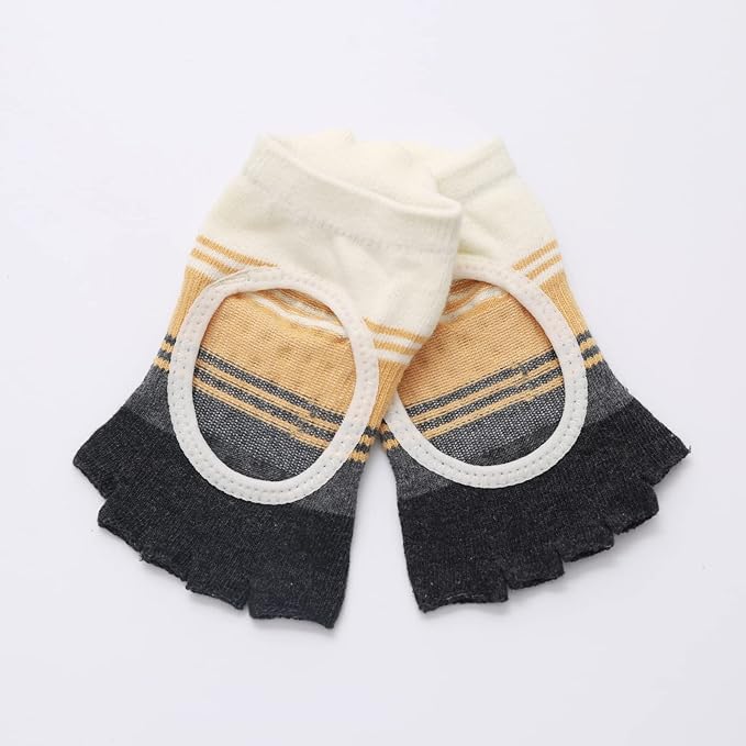 Open Toe Breathable Yoga Socks : Anti Skid , Yellow