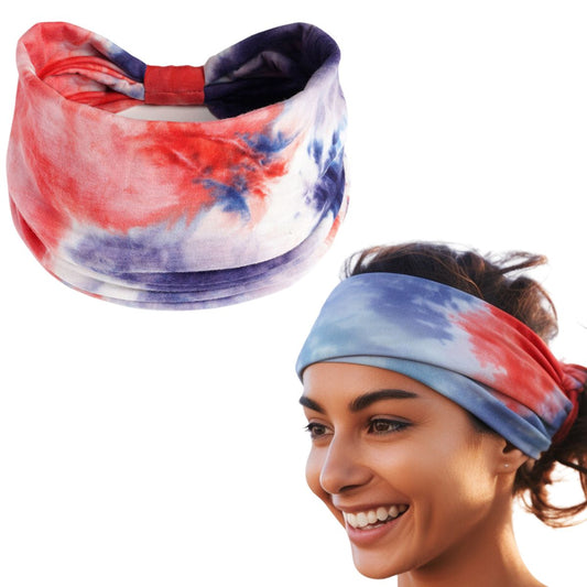 Tie Dye Hair Band : Crimson Blue Shade