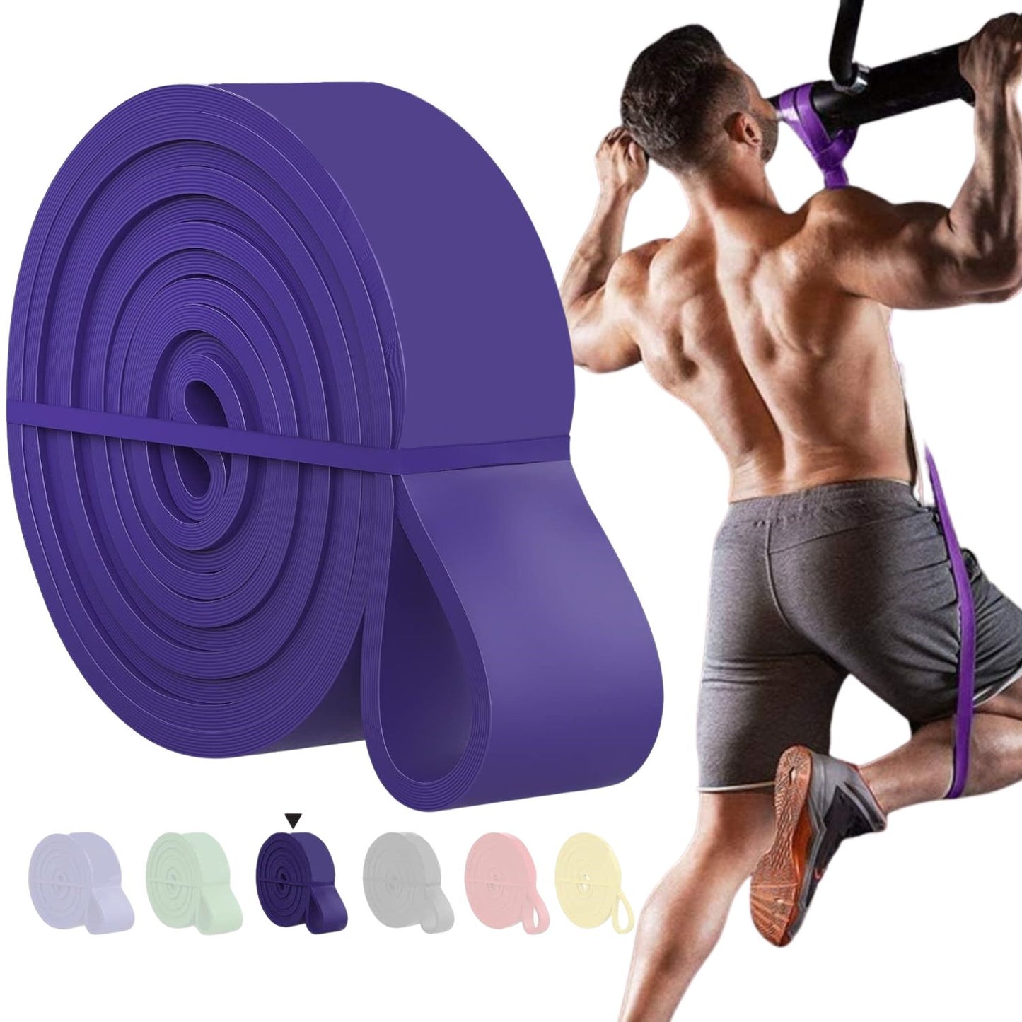 Heavy Pull up Resistance Loop Bands - Purple - 40 to 90 Lbs