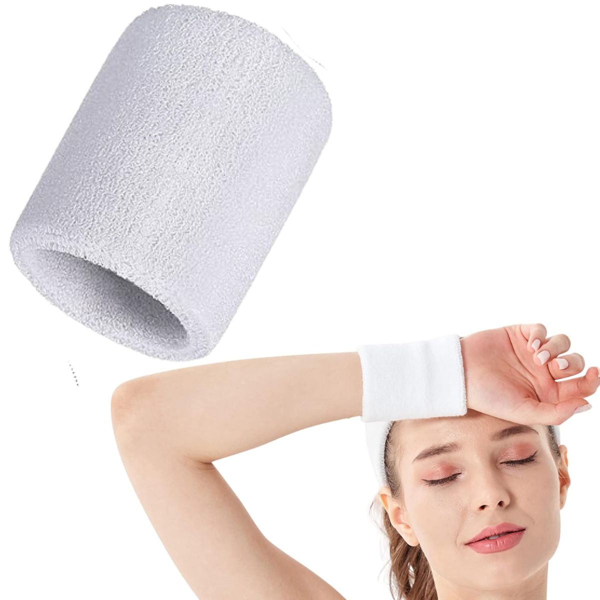 Cotton Wrist Sweat Band : White (Pack of 2)