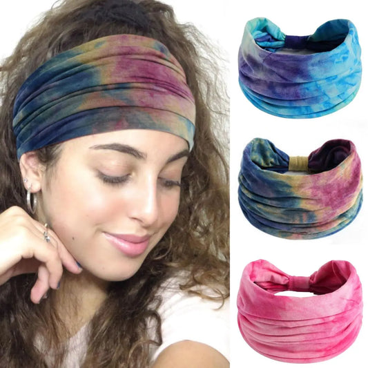 Tie Dye Hairbands Pack of 3 : Boho Mix