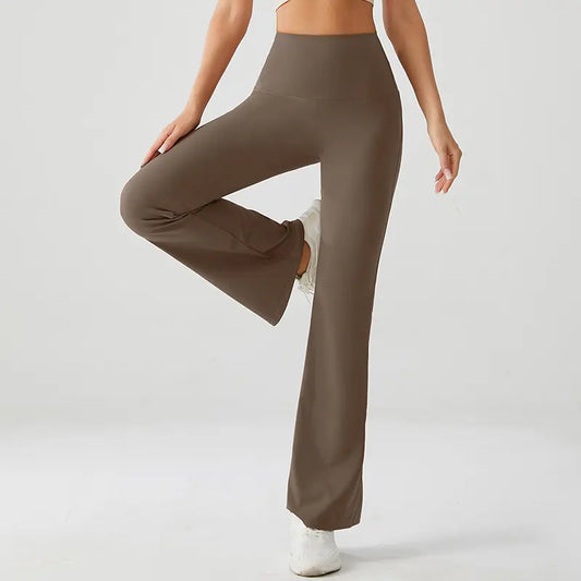 Sandy Brown Luxe High Rise Flare Yoga Pants