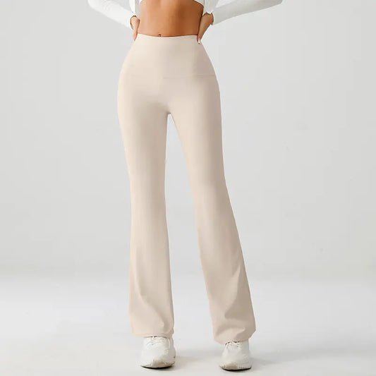 Vanilla Beige Luxe High Rise Flare Yoga Pants