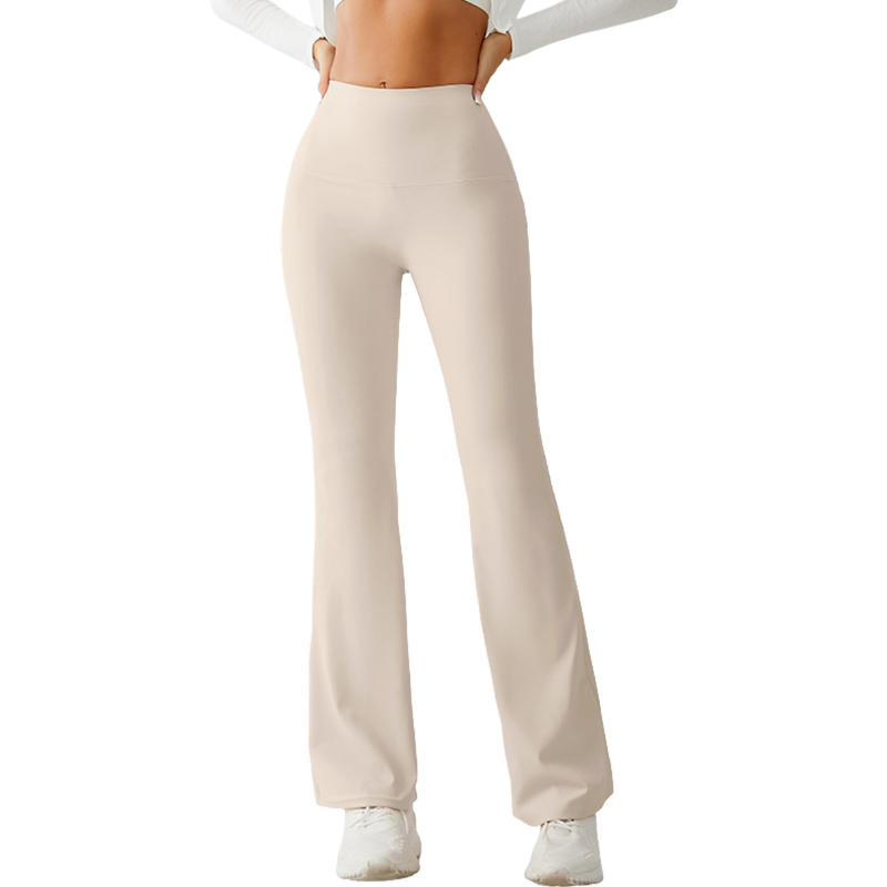 Vanilla Beige Flared Yoga Pants