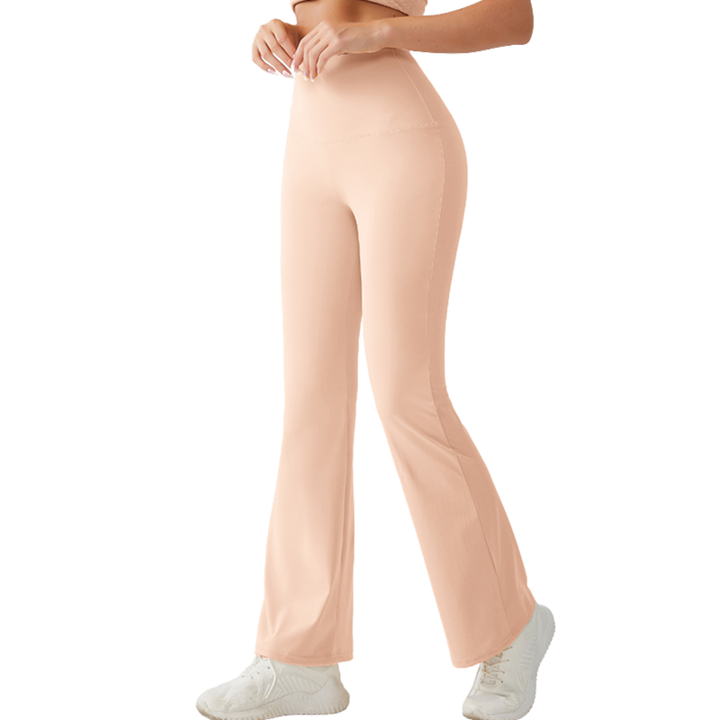 Soft Peach Flared Yoga Pants
