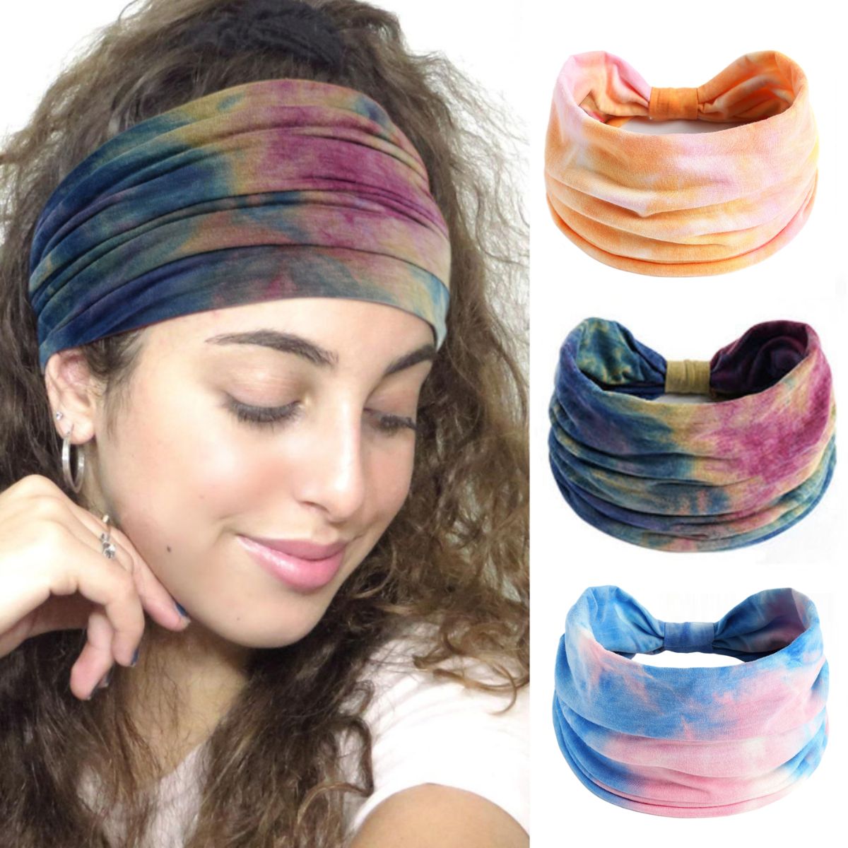 Tie Dye Hairbands Pack of 3 : Blaze Mix