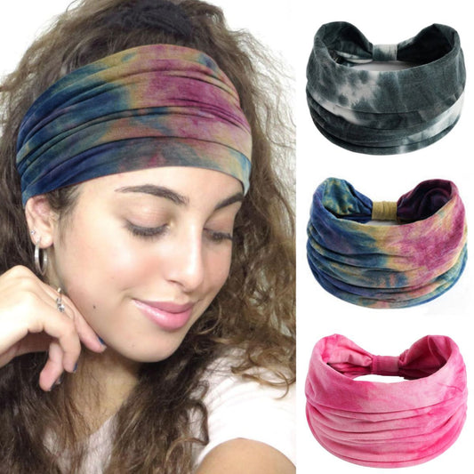 Tie Dye Hairbands Pack of 3 : Boho Mix