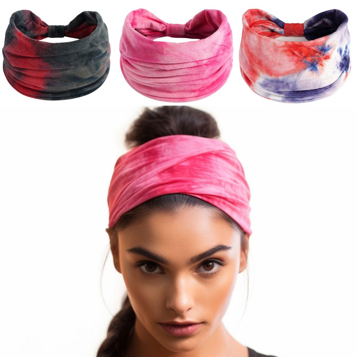 Tie Dye Hairbands Pack of 3 : Bold Mix