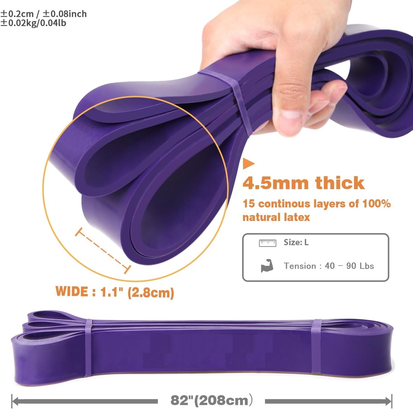 Heavy Pull up Resistance Loop Bands - Purple - 40 to 90 Lbs