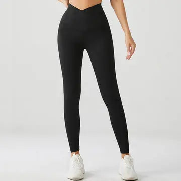 Crossover V-Waist Midnight Black Yoga Leggings