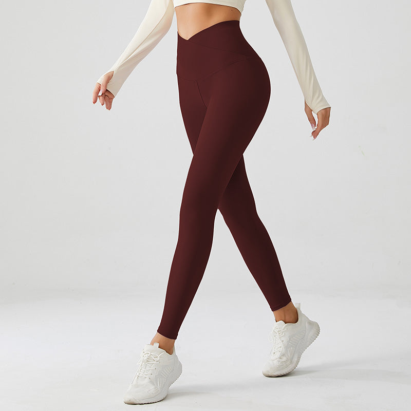 Crossover V-Waist Mars Red Yoga Leggings
