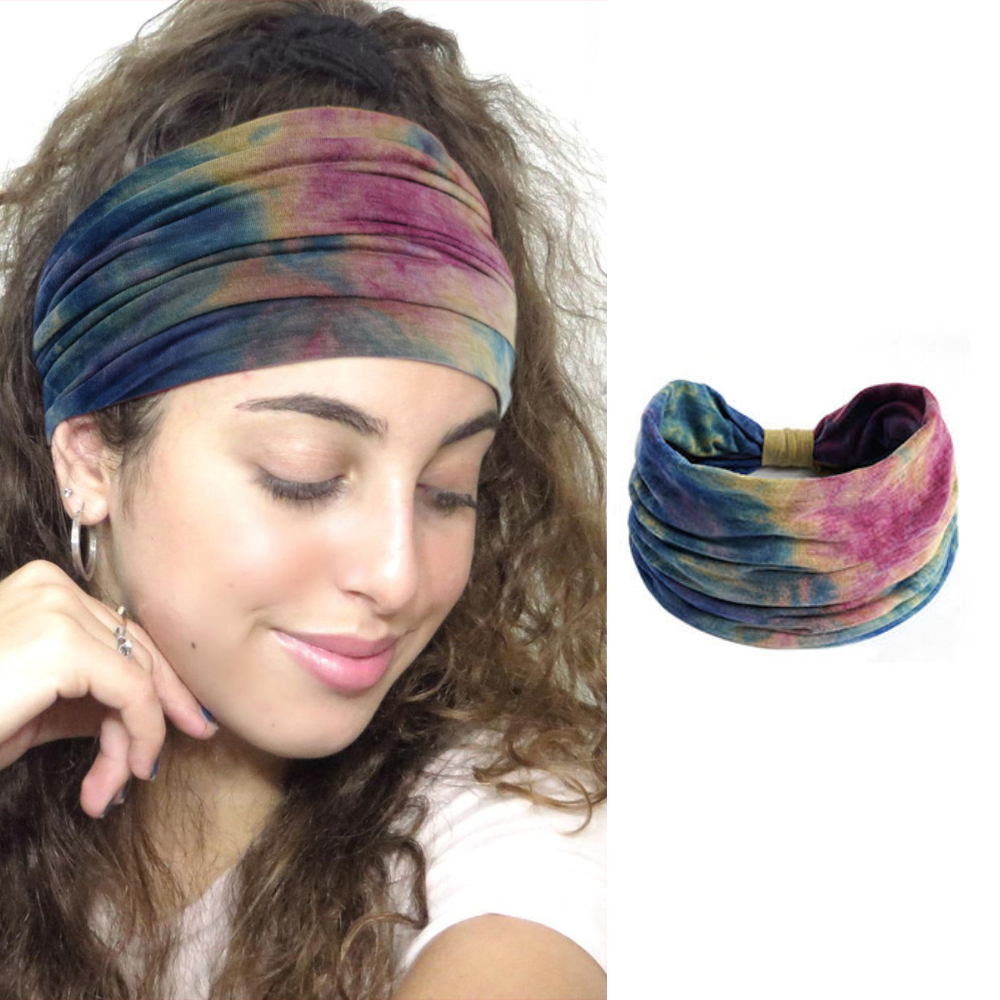  XFyt super soft wide Tie Dye sweat workout gym sports hairband for women girls