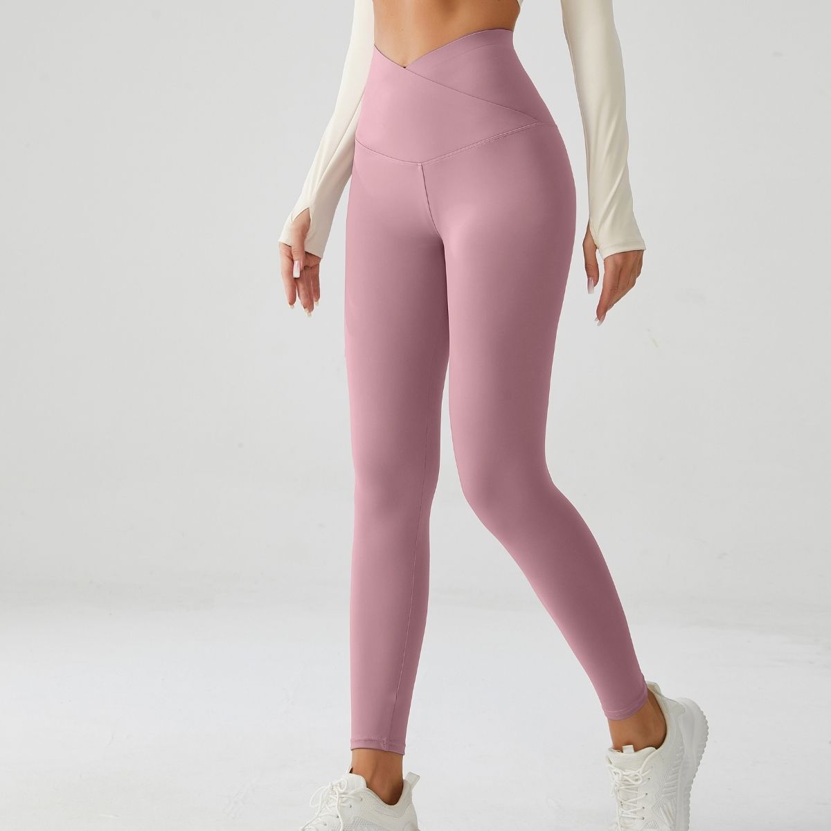 Pack of 2 Crossover V-Waist Light Yoga Pants (Pink n Blue)