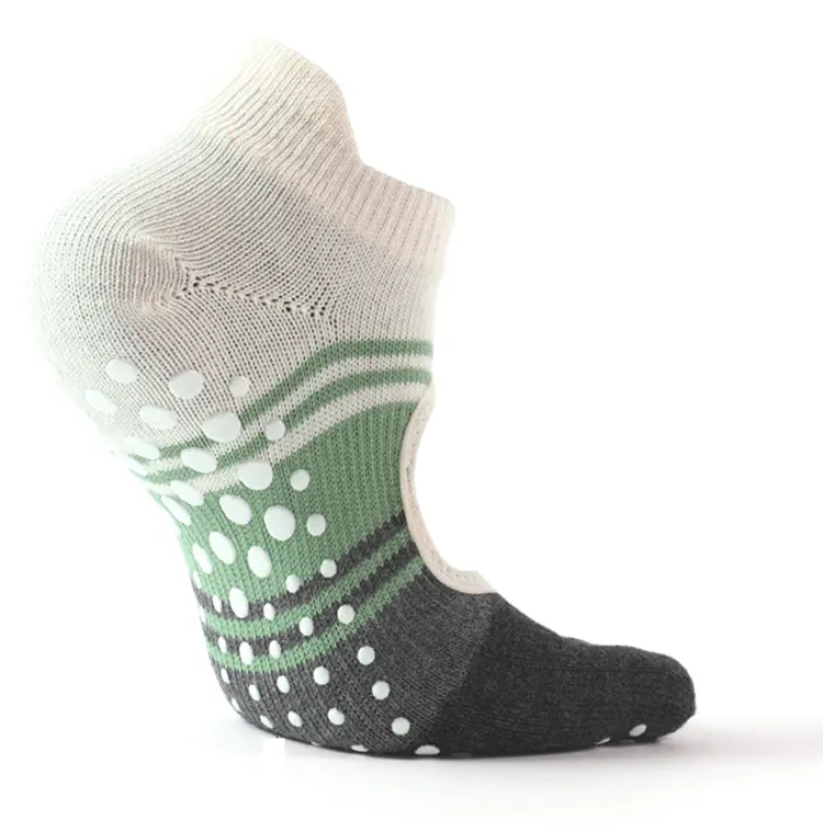 Open Toe Breathable Yoga Socks : Non Slip , Green