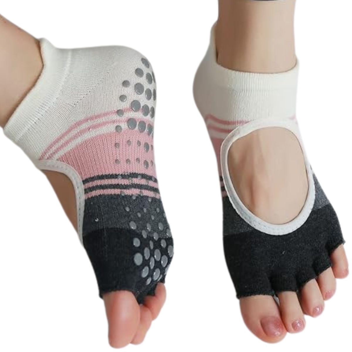 XFyt anti slip anti skid open toe yoga socks for women girls