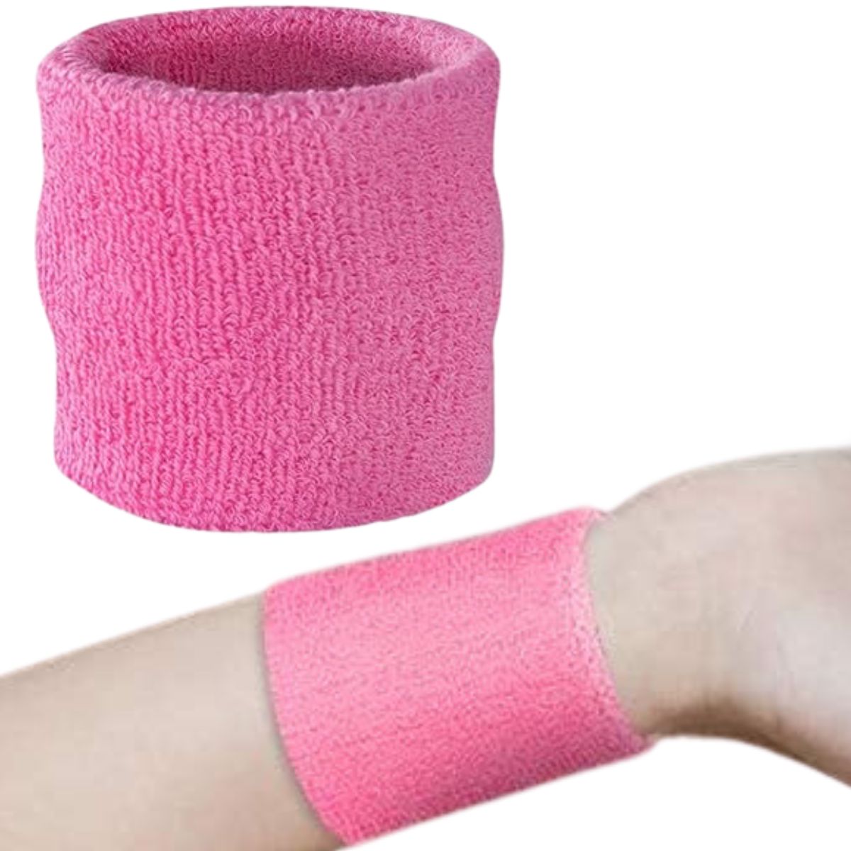 Cotton Wrist Sweat Band : Pink (Pack of 2)