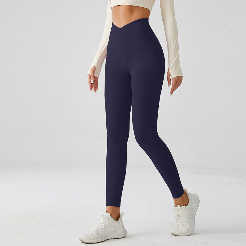 Pack of 2 Crossover V-Waist Earth Yoga Pants (Red & Navy)