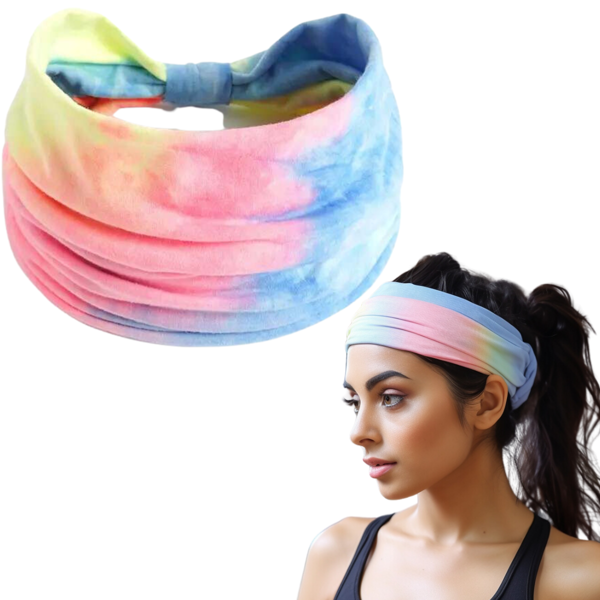  XFyt super soft wide Tie Dye sweat workout gym sports hairband for women girls