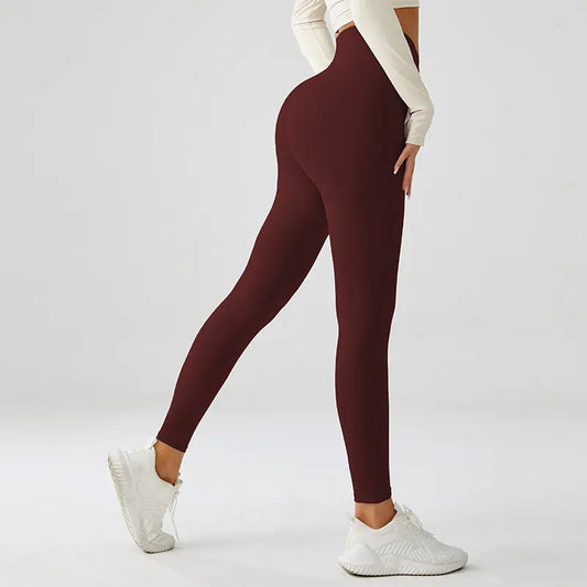 Crossover V-Waist Mars Red Yoga Leggings