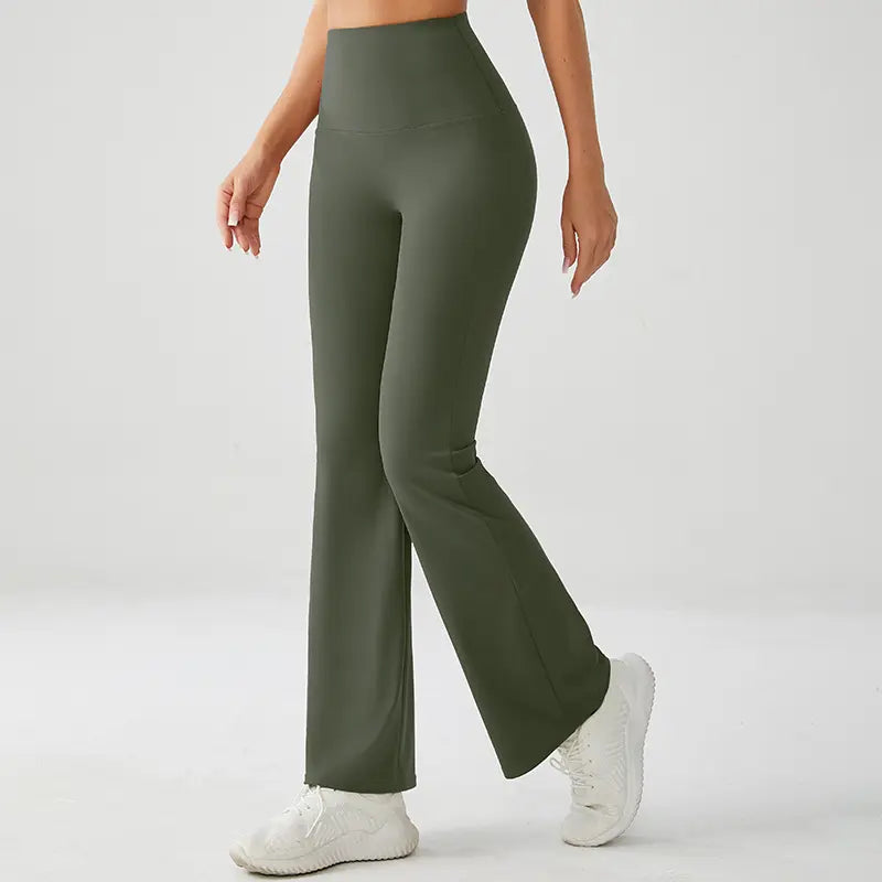 Forest Green Luxe High Rise Flare Yoga Pants