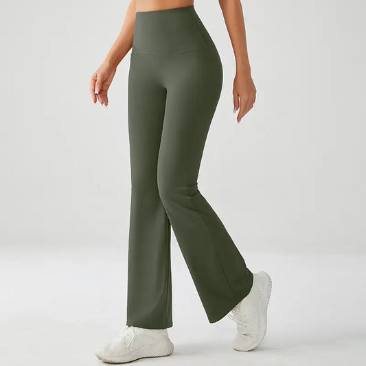 Forest Green Luxe High Rise Flare Yoga Pants